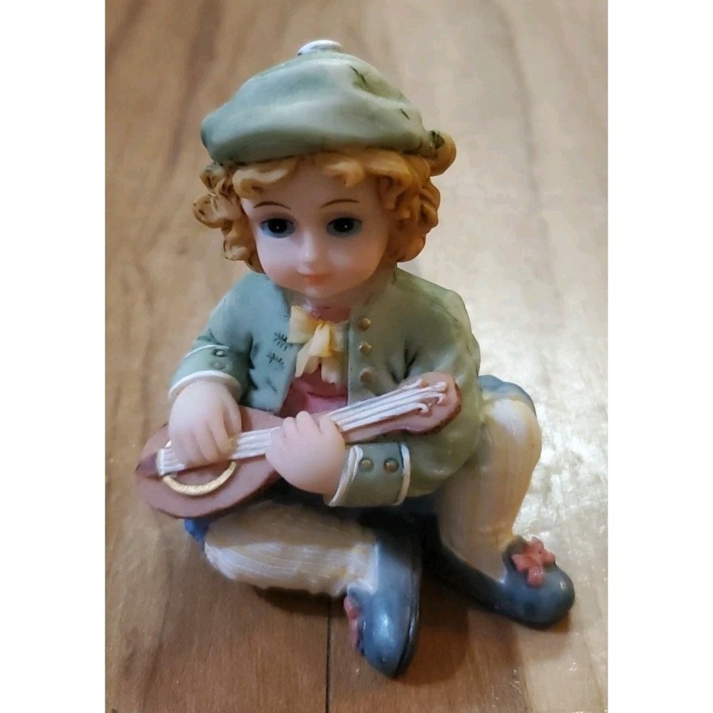 Montefiori Collection Italian Figurine Boy With Mandolin Instrument Collectible
